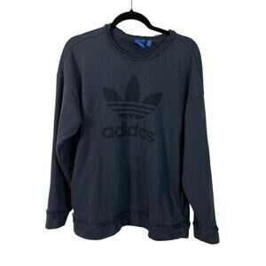 Adidas Originals Trefoil Logo Sweatshirt Raw Hem Distressed Sz S